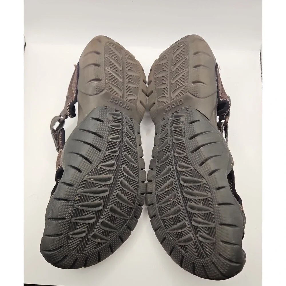 Crocs Swiftwater Mesh Fisherman Deck Sandals Brown Men's 11 Water Shoes #401